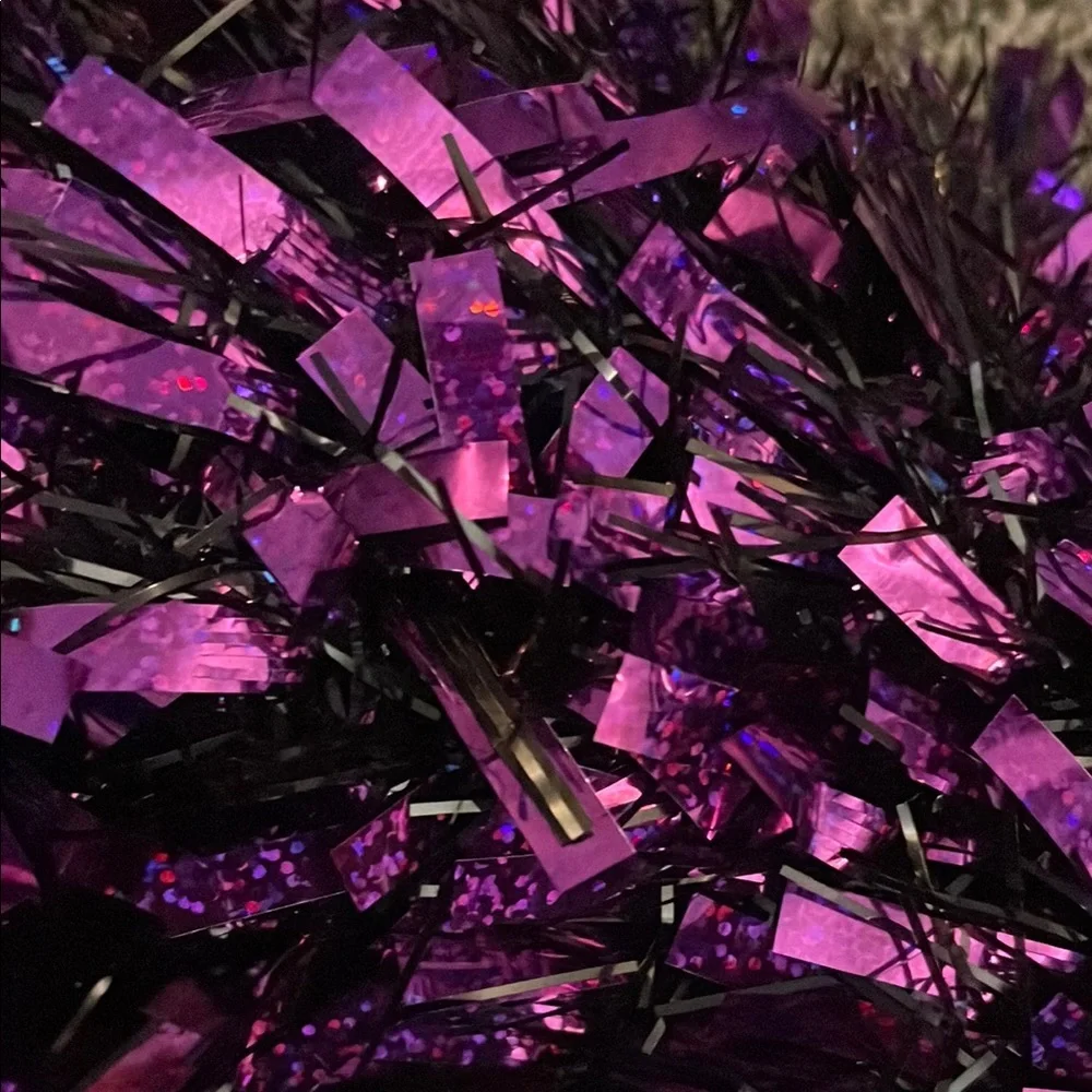 Halloween Plastic Purple and Black Bat Tinsel Wreath
